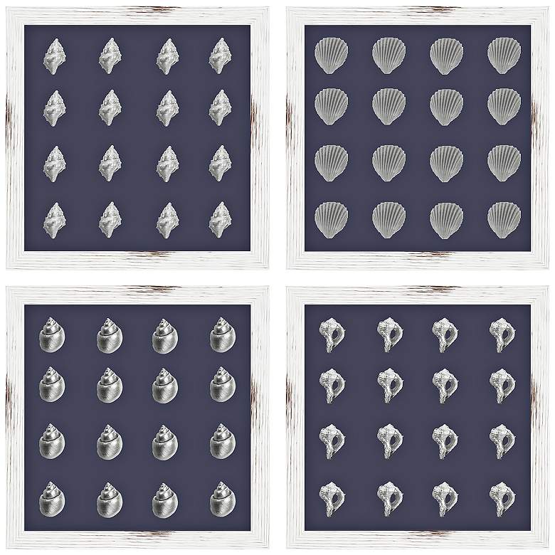 Image 1 Silver Shells 16 3/4" Square 4-Piece Framed Wall Art Set
