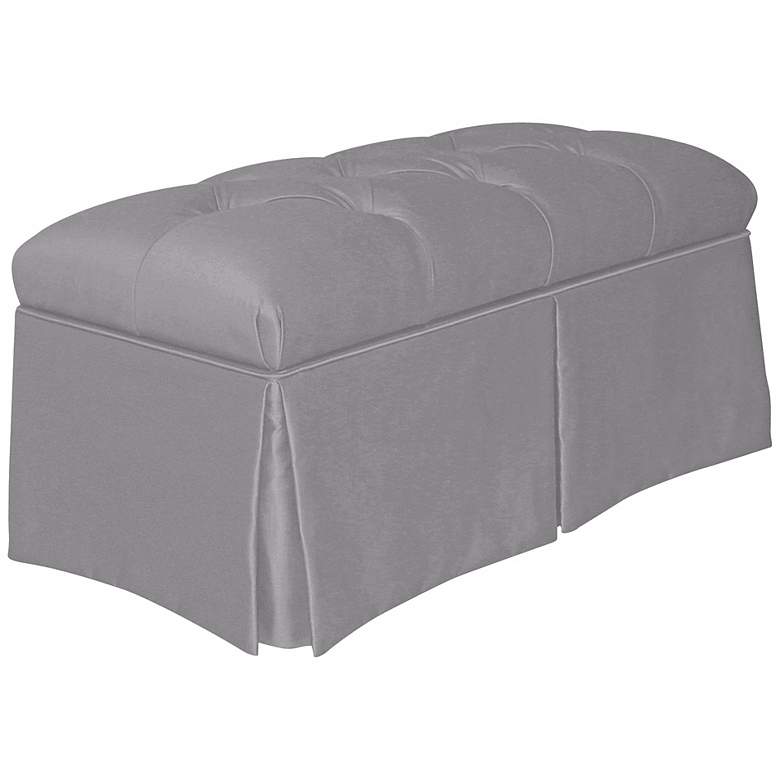 Image 1 Silver Skirted Shantung Faux Silk Upholstered Storage Bench