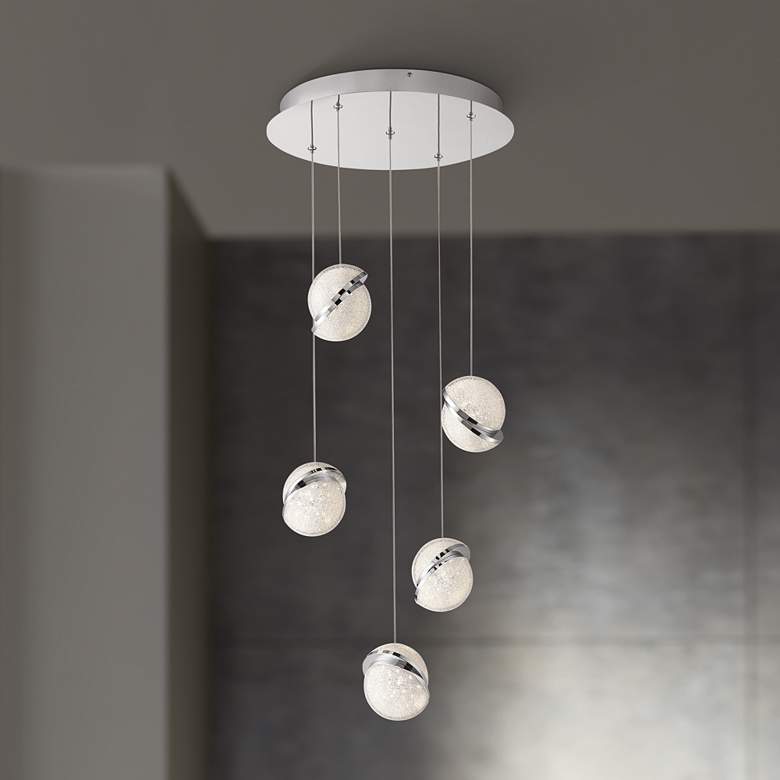 Image 1 Silver Slice 16 1/2" Wide Chrome LED Multi Light Pendant