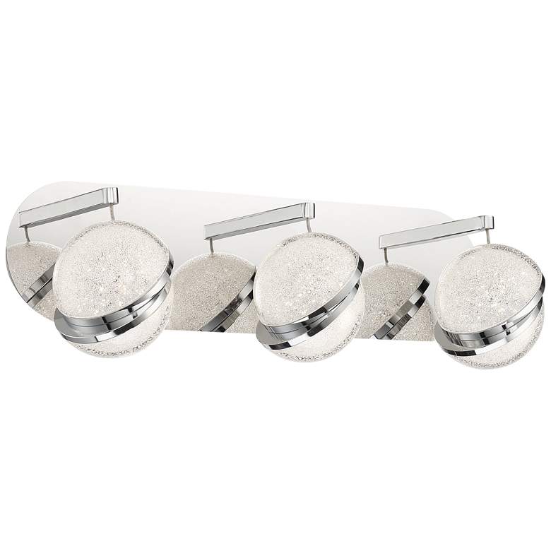 Image 1 Silver Slice 20 1/2 inchW Chrome Crystal 3-Light LED Bath Light