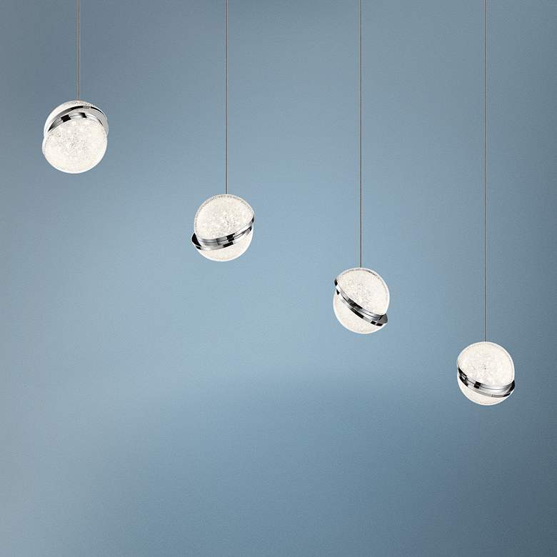 Image 1 Silver Slice 39" Wide Chrome LED Linear Multi Light Pendant