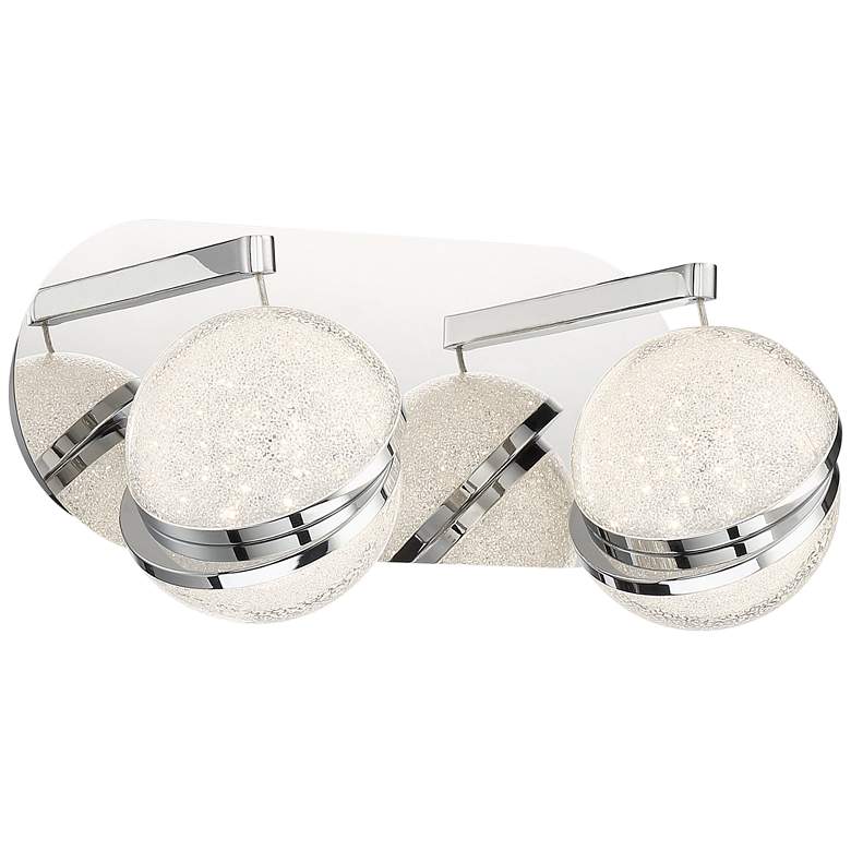Image 1 Silver Slice 8" High Chrome and Crystal 2-Light LED Wall Sconce