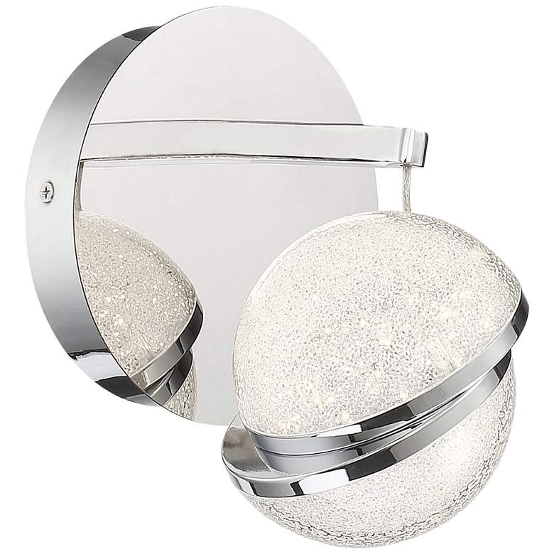 Image 1 Silver Slice 8" High Chrome and Crystal LED Wall Sconce