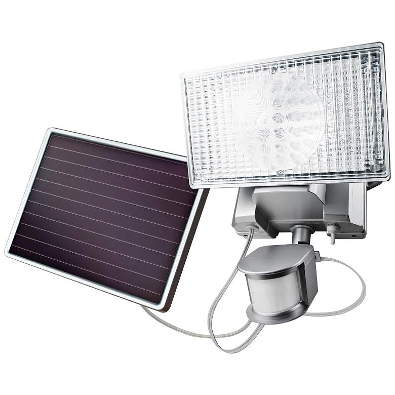 Image 1 Silver Solar 100 LED Outdoor Security Flood Light