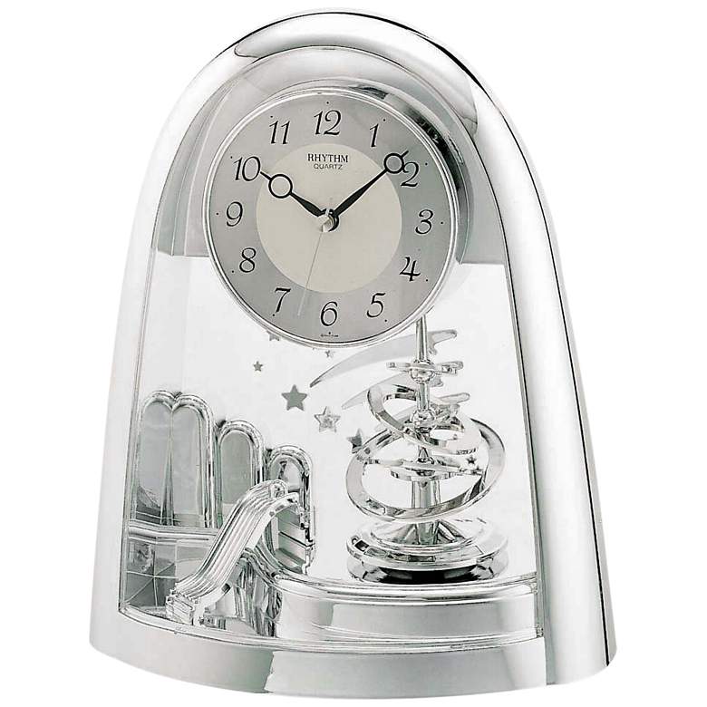 Image 1 Silver Space in Motion 9 1/2 inch High Chrome Table Clock