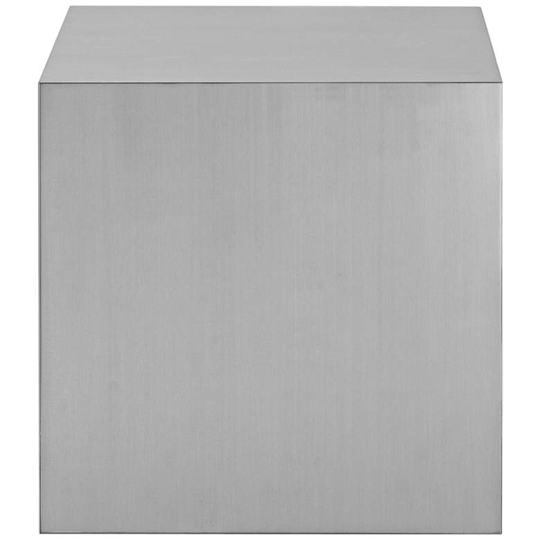 Image 3 Silver Stainless Steel 19 1/2" Square Modern Cube Side Table more views