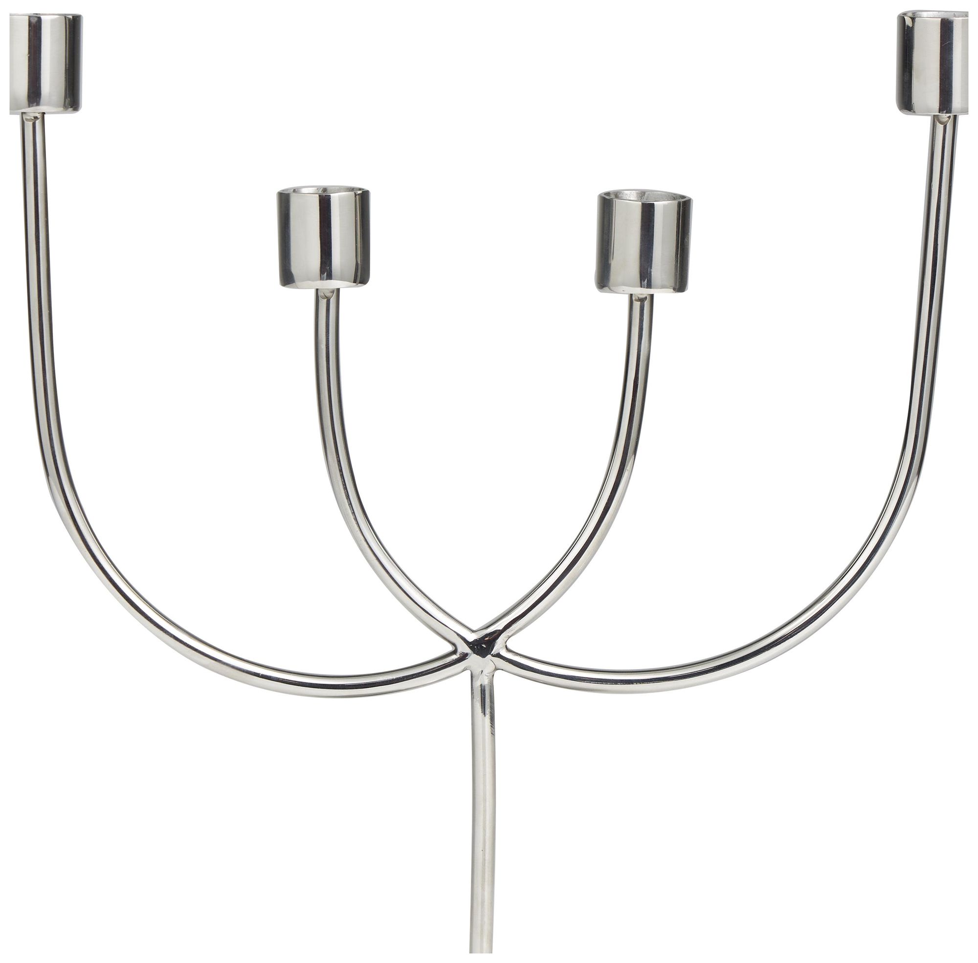 Image 2 Silver Stainless Steel Metal Contemporary Candelabra, 11" x 3" x 13" more views