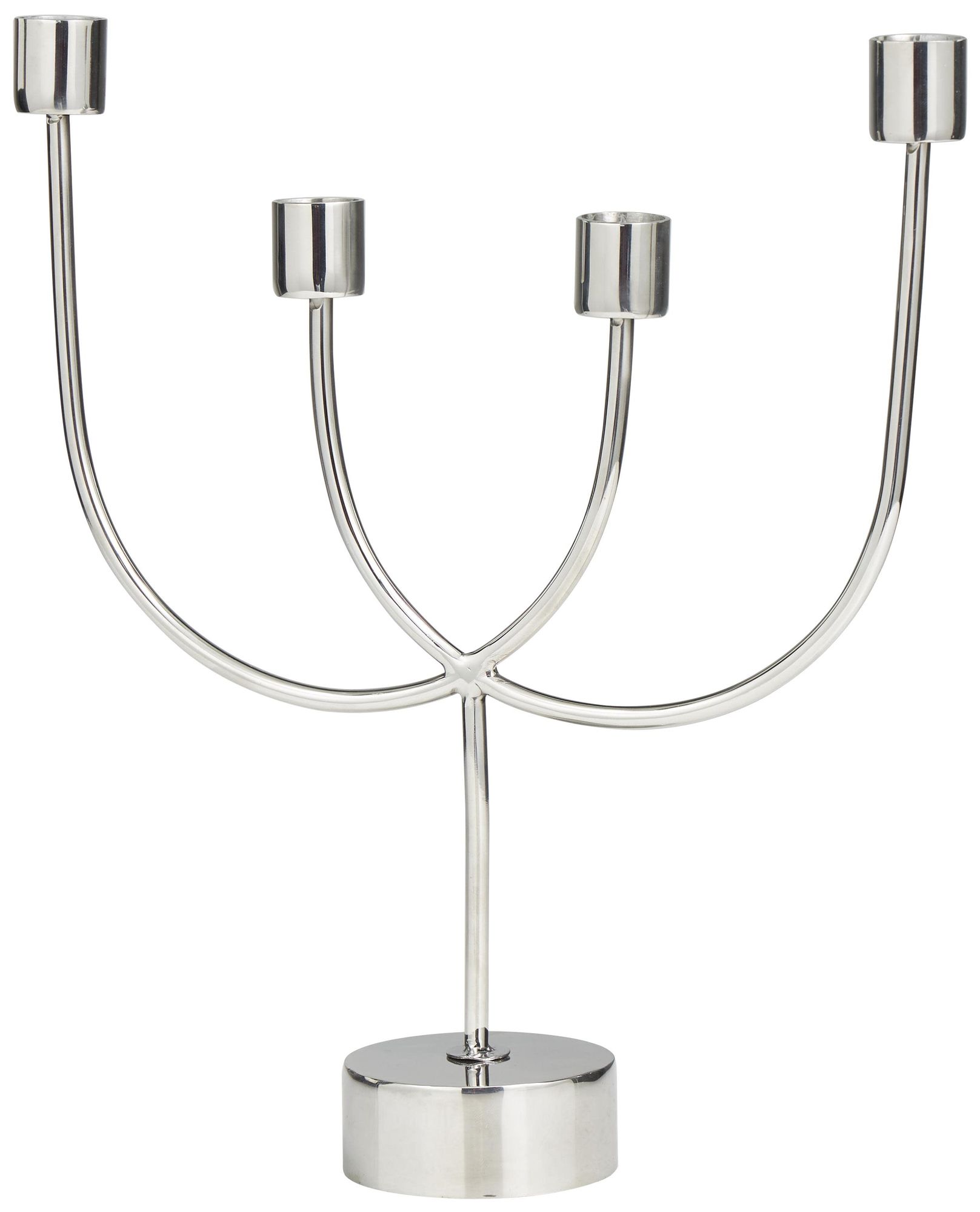 Image 5 Silver Stainless Steel Metal Contemporary Candelabra, 11" x 3" x 13" more views