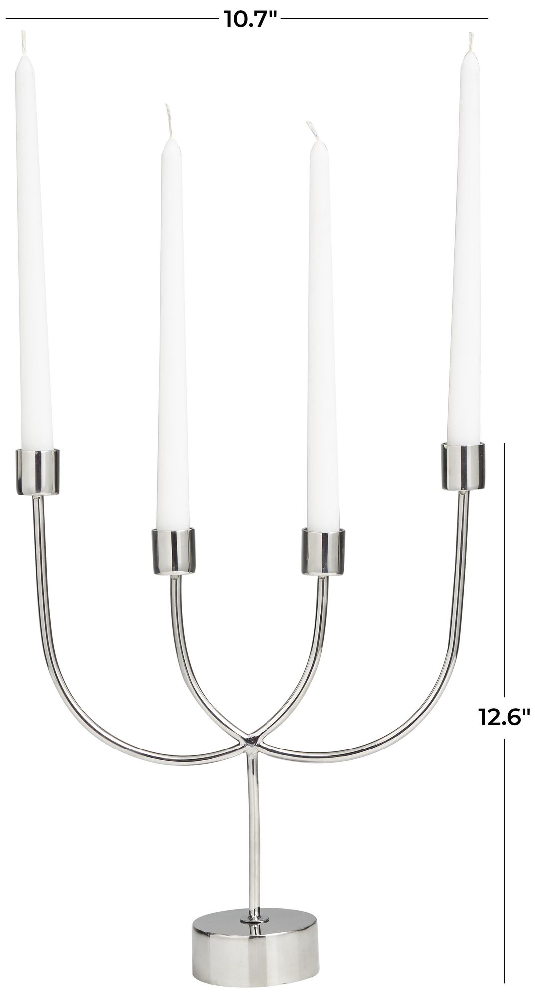 Image 6 Silver Stainless Steel Metal Contemporary Candelabra, 11" x 3" x 13" more views