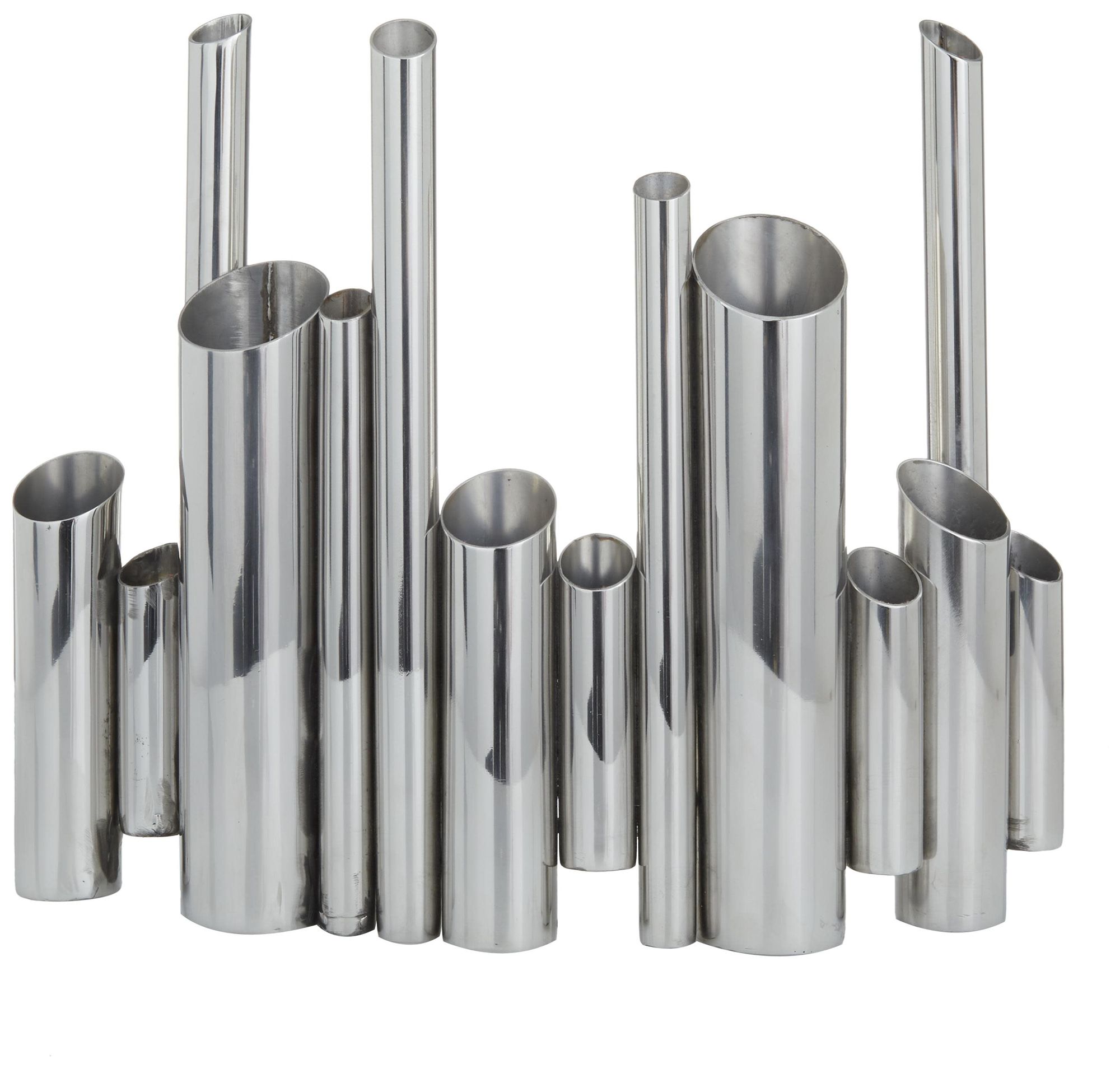 Image 2 Silver Stainless Steel Metal Contemporary Vase, 14" x 4" x 12"