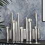 1_Silver Stainless Steel Metal Contemporary Vase, 14" x 4" x 12"