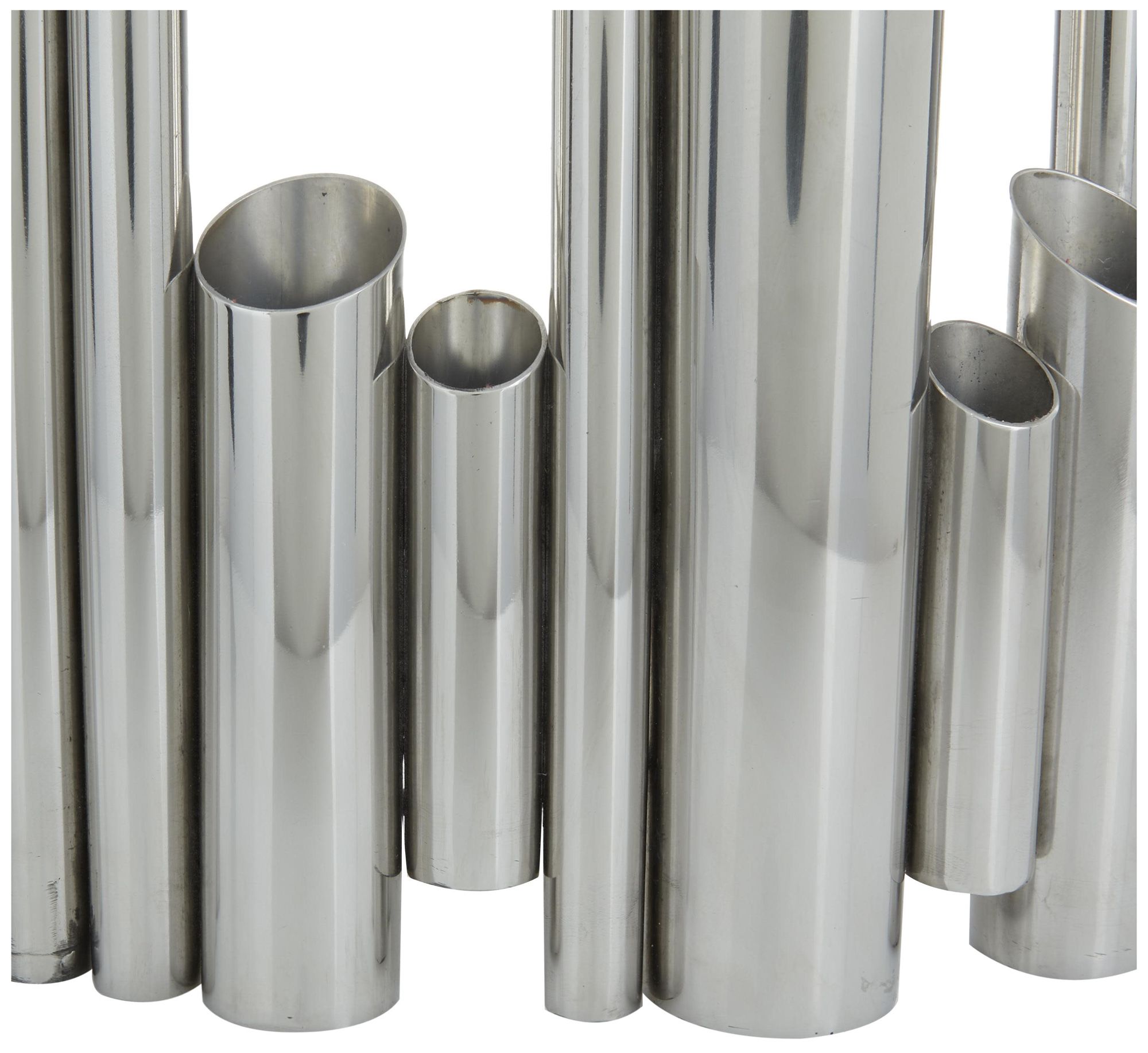 Image 3 Silver Stainless Steel Metal Contemporary Vase, 14" x 4" x 12" more views