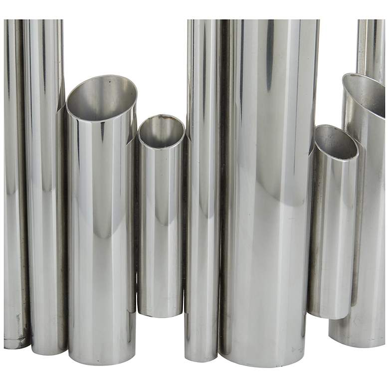 Image 3 Silver Stainless Steel Metal Contemporary Vase, 14" x 4" x 12" more views