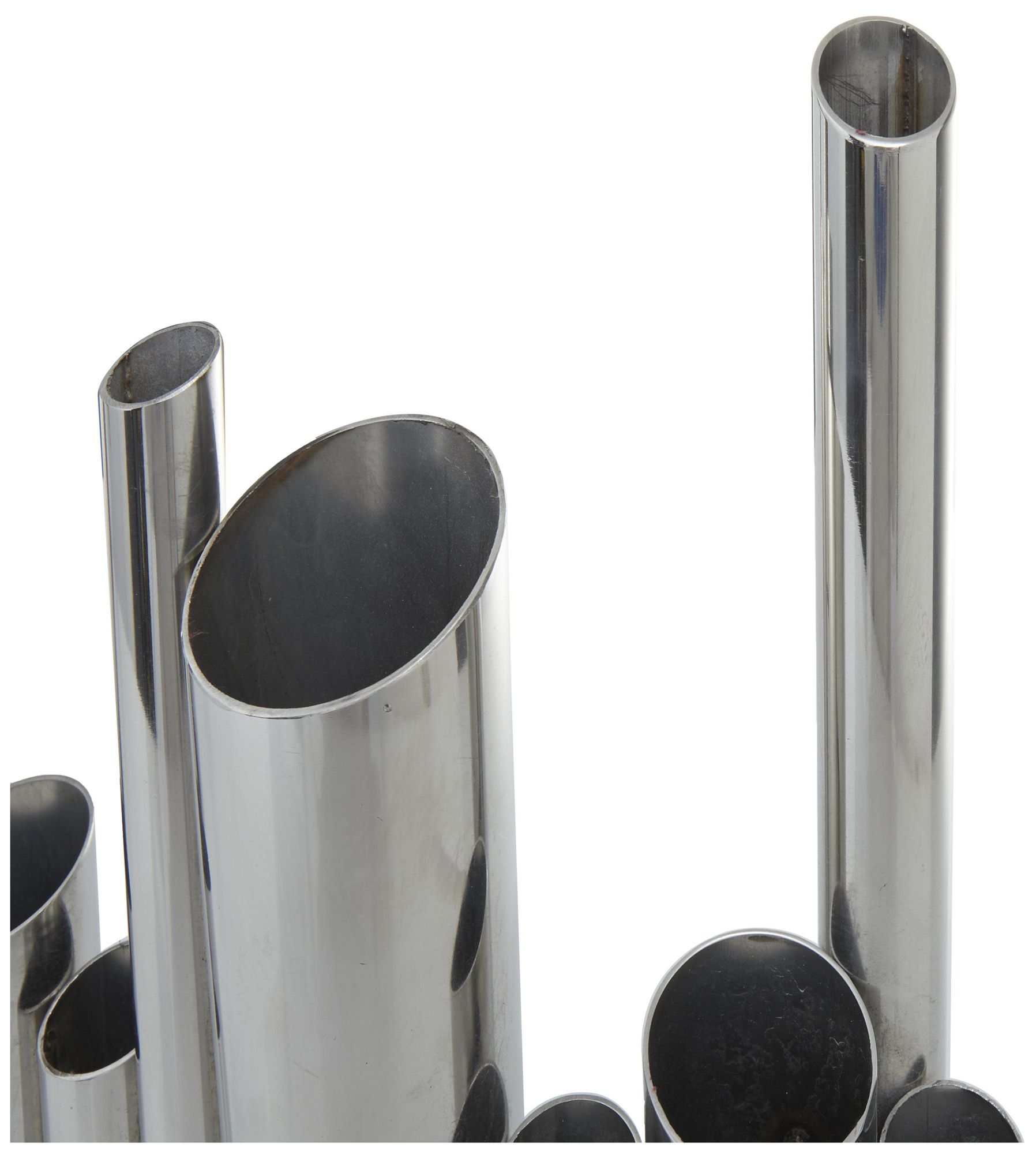 Image 4 Silver Stainless Steel Metal Contemporary Vase, 14" x 4" x 12" more views