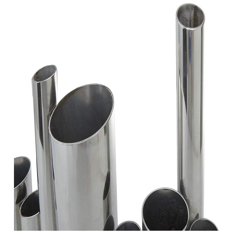 Image 4 Silver Stainless Steel Metal Contemporary Vase, 14" x 4" x 12" more views