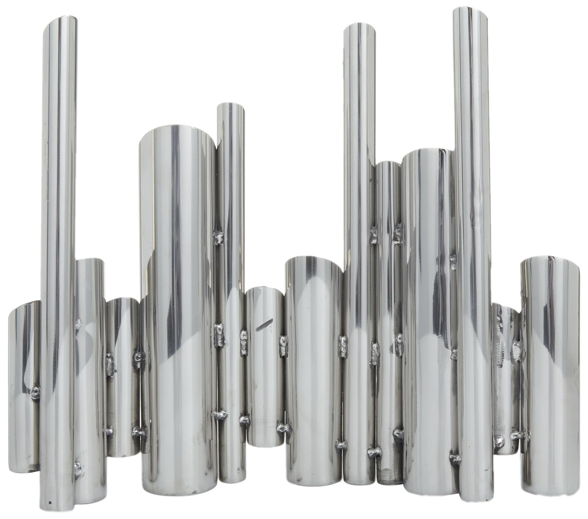 Image 5 Silver Stainless Steel Metal Contemporary Vase, 14" x 4" x 12" more views