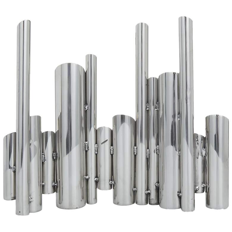 Image 5 Silver Stainless Steel Metal Contemporary Vase, 14" x 4" x 12" more views