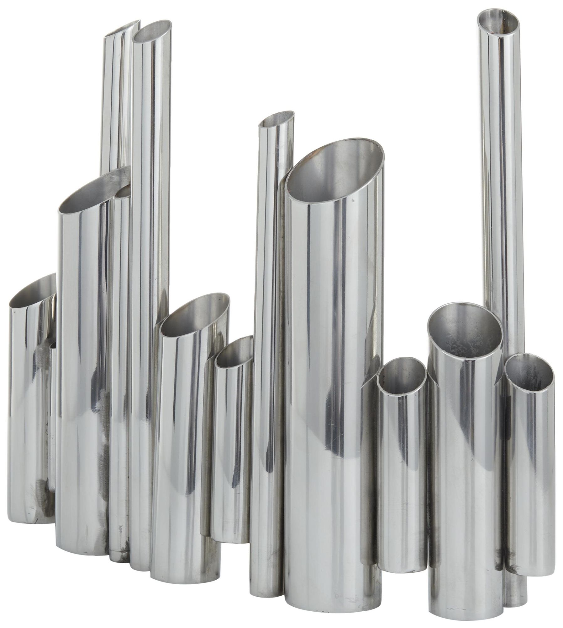 Image 6 Silver Stainless Steel Metal Contemporary Vase, 14" x 4" x 12" more views