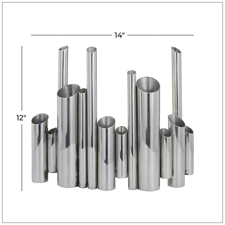 Image 7 Silver Stainless Steel Metal Contemporary Vase, 14" x 4" x 12" more views