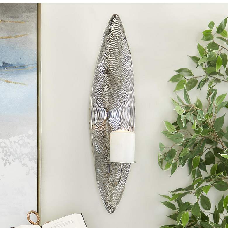 Image 1 Silver Stainless Steel Metal Contemporary Wall Sconce, 6" x 23" x 6"
