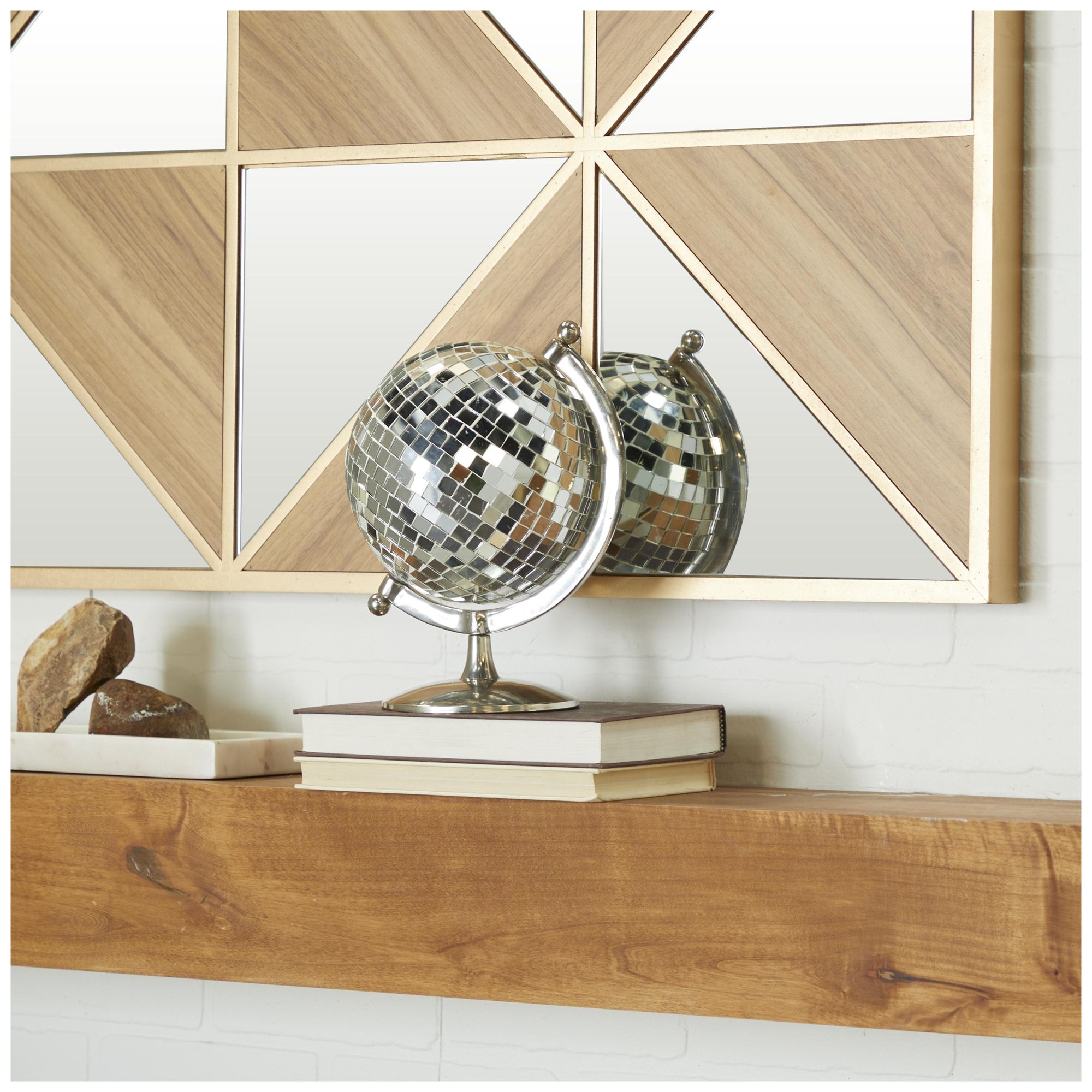 Image 4 Silver Stainless Steel Metal Glam Globe, 8" x 7" x 10" more views