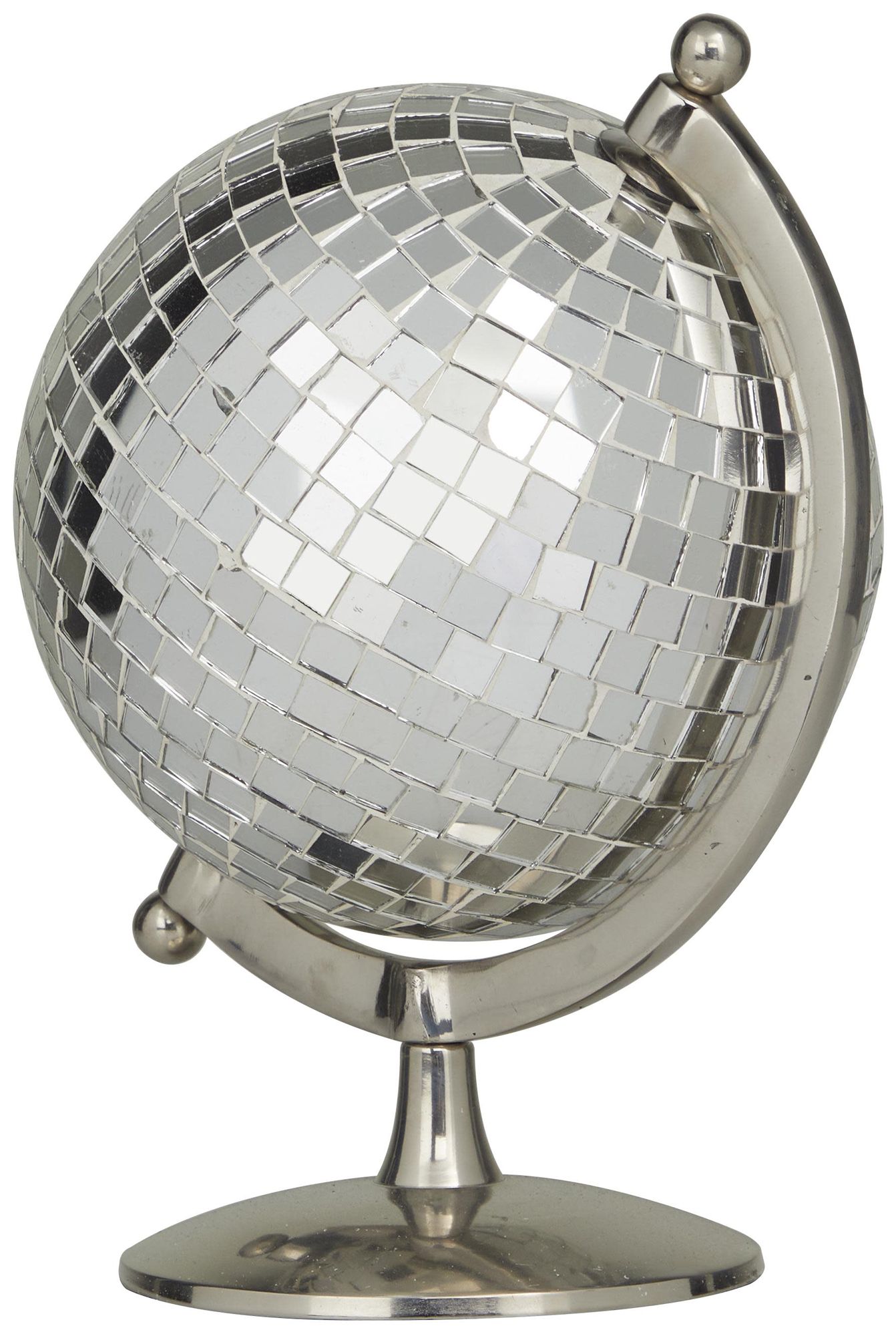 Image 6 Silver Stainless Steel Metal Glam Globe, 8" x 7" x 10" more views