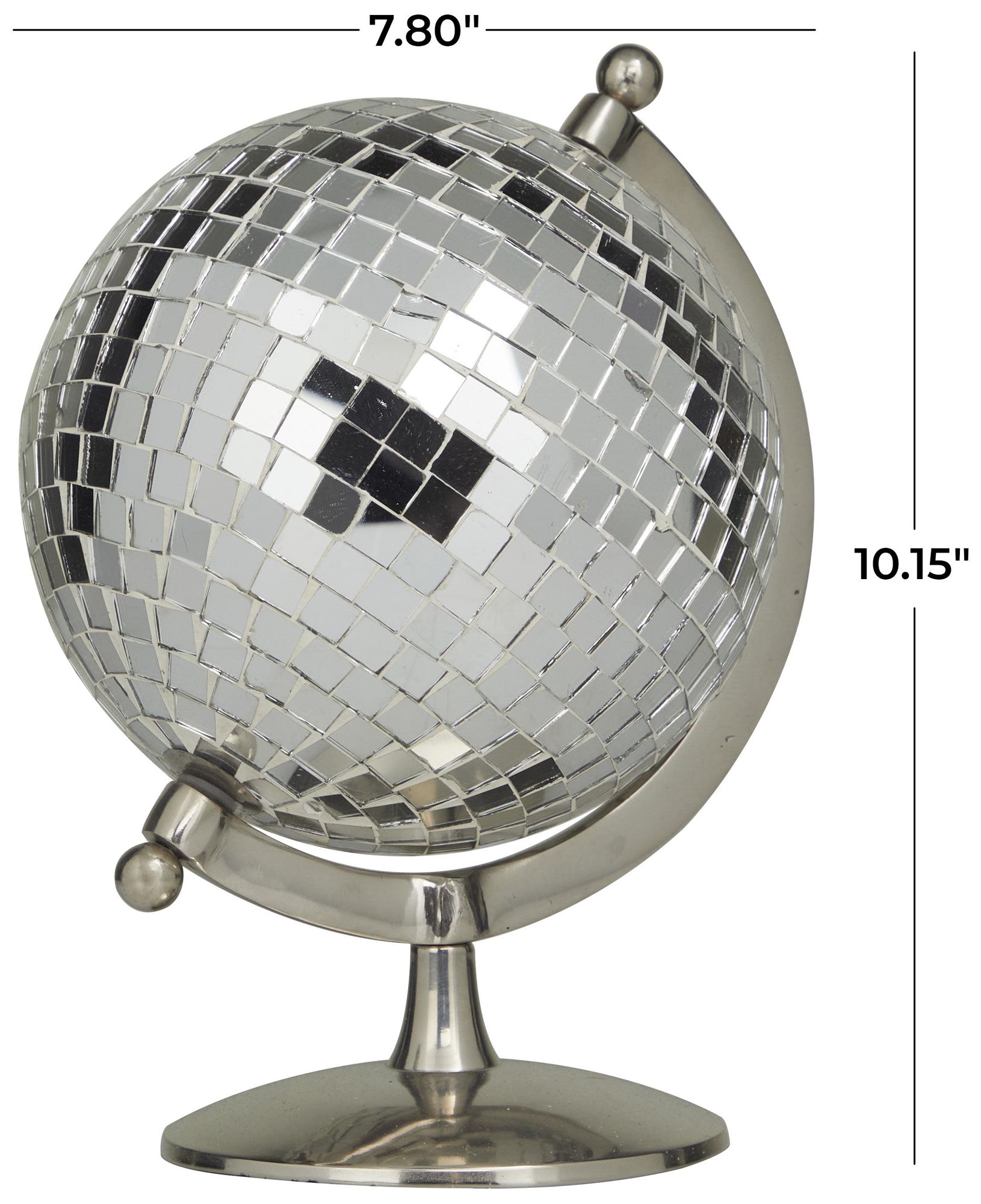 Image 7 Silver Stainless Steel Metal Glam Globe, 8" x 7" x 10" more views