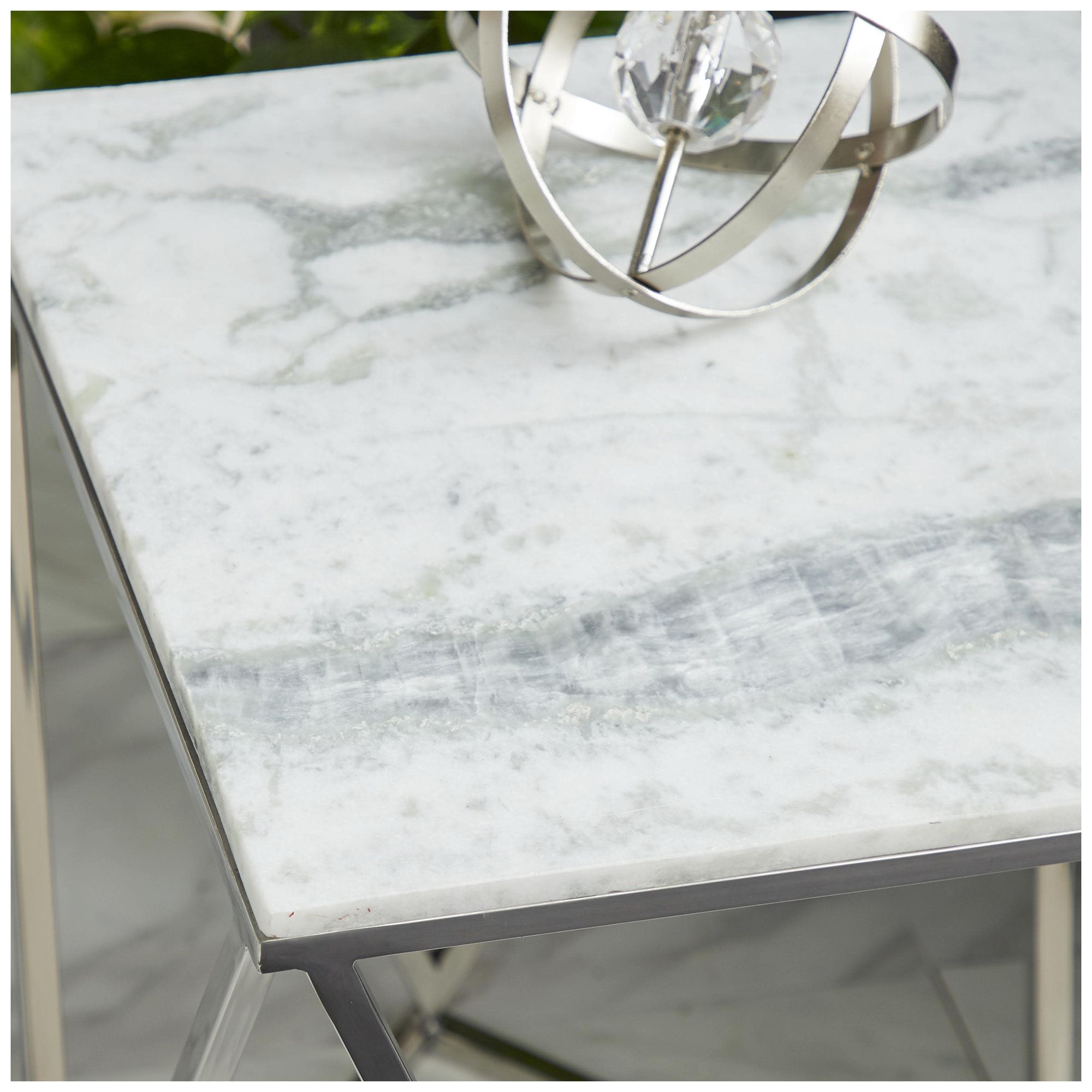 Image 2 Silver Stainless Steel Metal Modern Accent Table, 18" x 18" x 21" more views