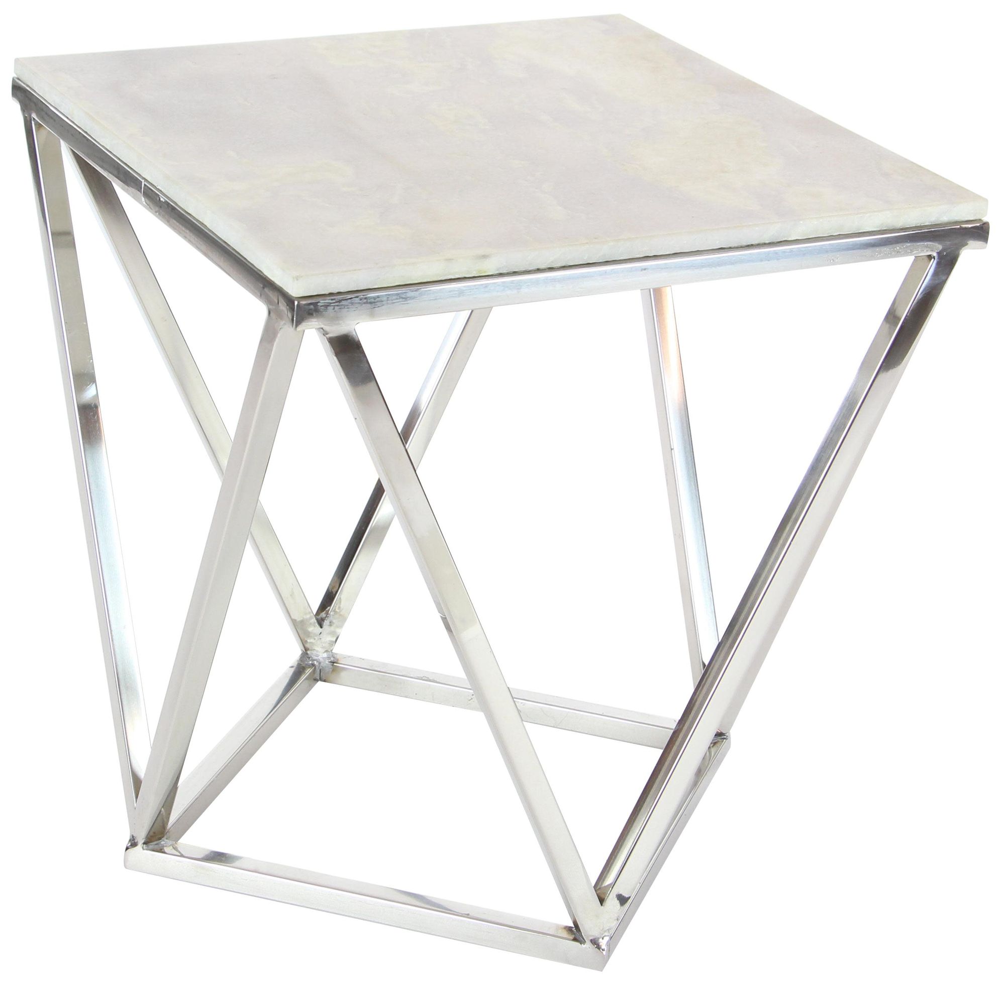 Image 4 Silver Stainless Steel Metal Modern Accent Table, 18" x 18" x 21" more views