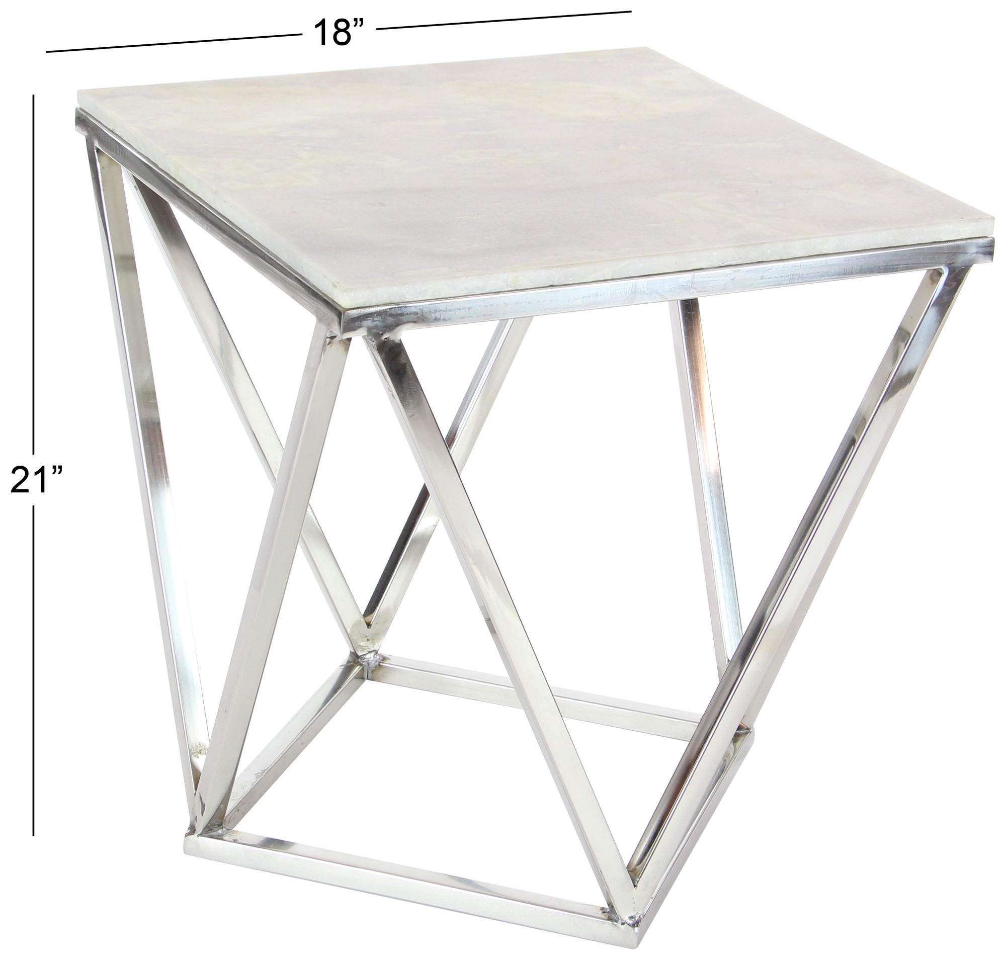 Image 5 Silver Stainless Steel Metal Modern Accent Table, 18" x 18" x 21" more views