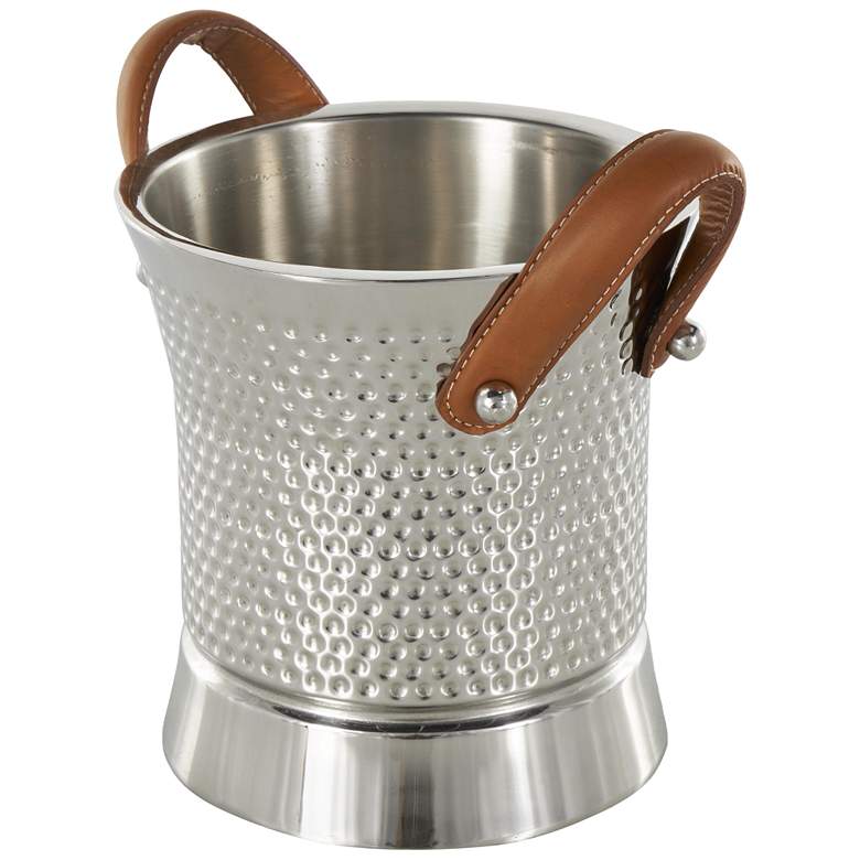 Image 1 Silver Stainless Steel Metal Traditional Ice Bucket, 12" x 9" x 11"