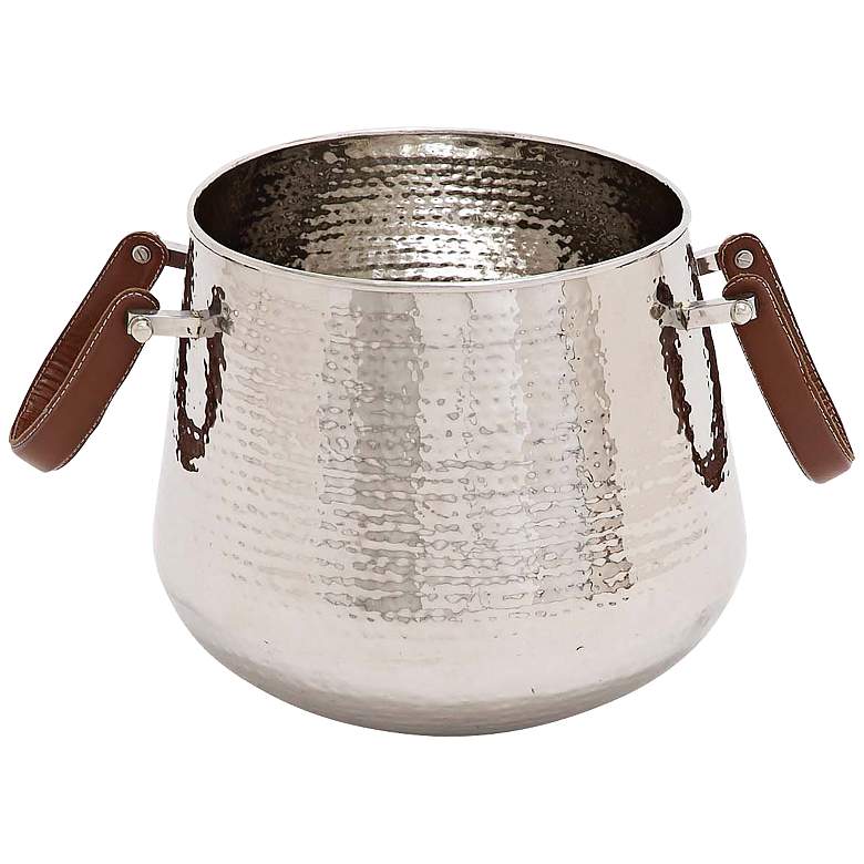 Image 1 Silver Stainless Steel with Leather Handle Wine Cooler