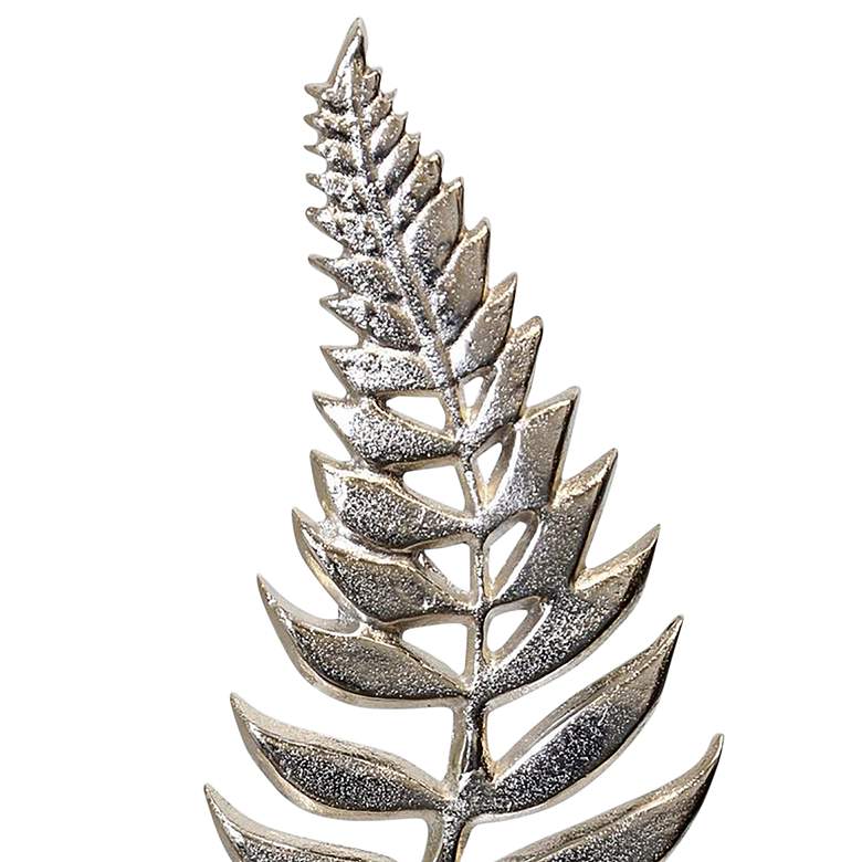 Image 2 Silver Standing Leaf - Large Metal Leaf On Top Of A Black Marble Base more views