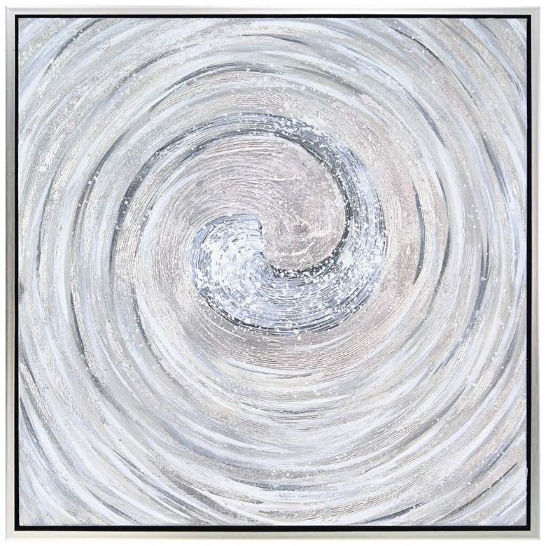 Image 2 Silver Swirl 36" Square Metallic Framed Canvas Wall Art