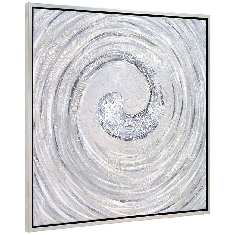 Image 7 Silver Swirl 36 inch Square Metallic Framed Canvas Wall Art more views