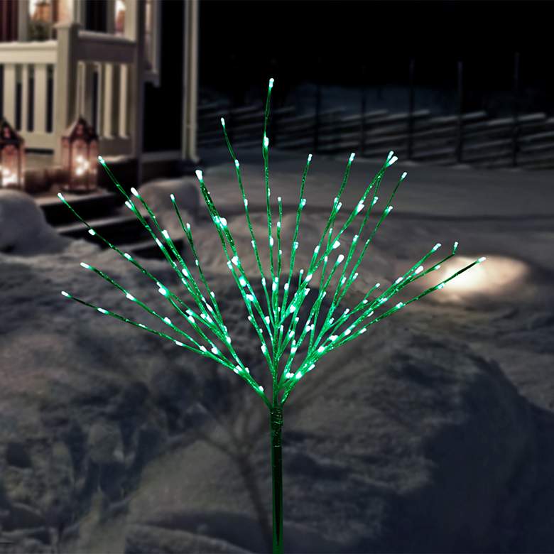 Image 1 Silver Taped 39" High Decorative Bush with Green LED Lights