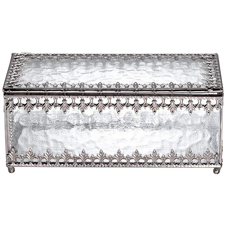 Image 1 Silver Textured Glass Jewelry Box