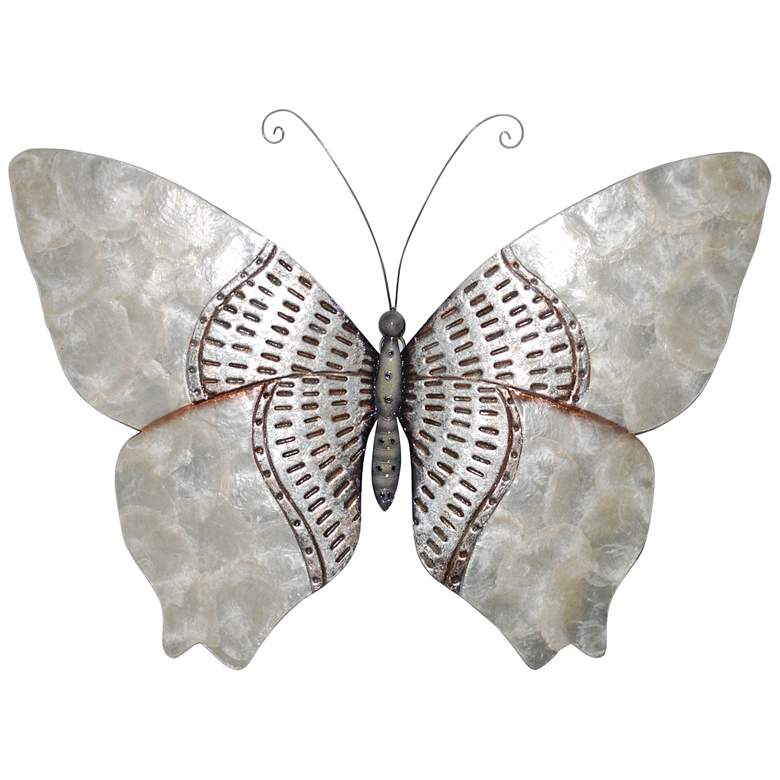 Image 2 Silver with Rust Dashes Butterfly 18" Wide Wall Decor
