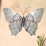 1_Silver with Rust Dashes Butterfly 18" Wide Wall Decor