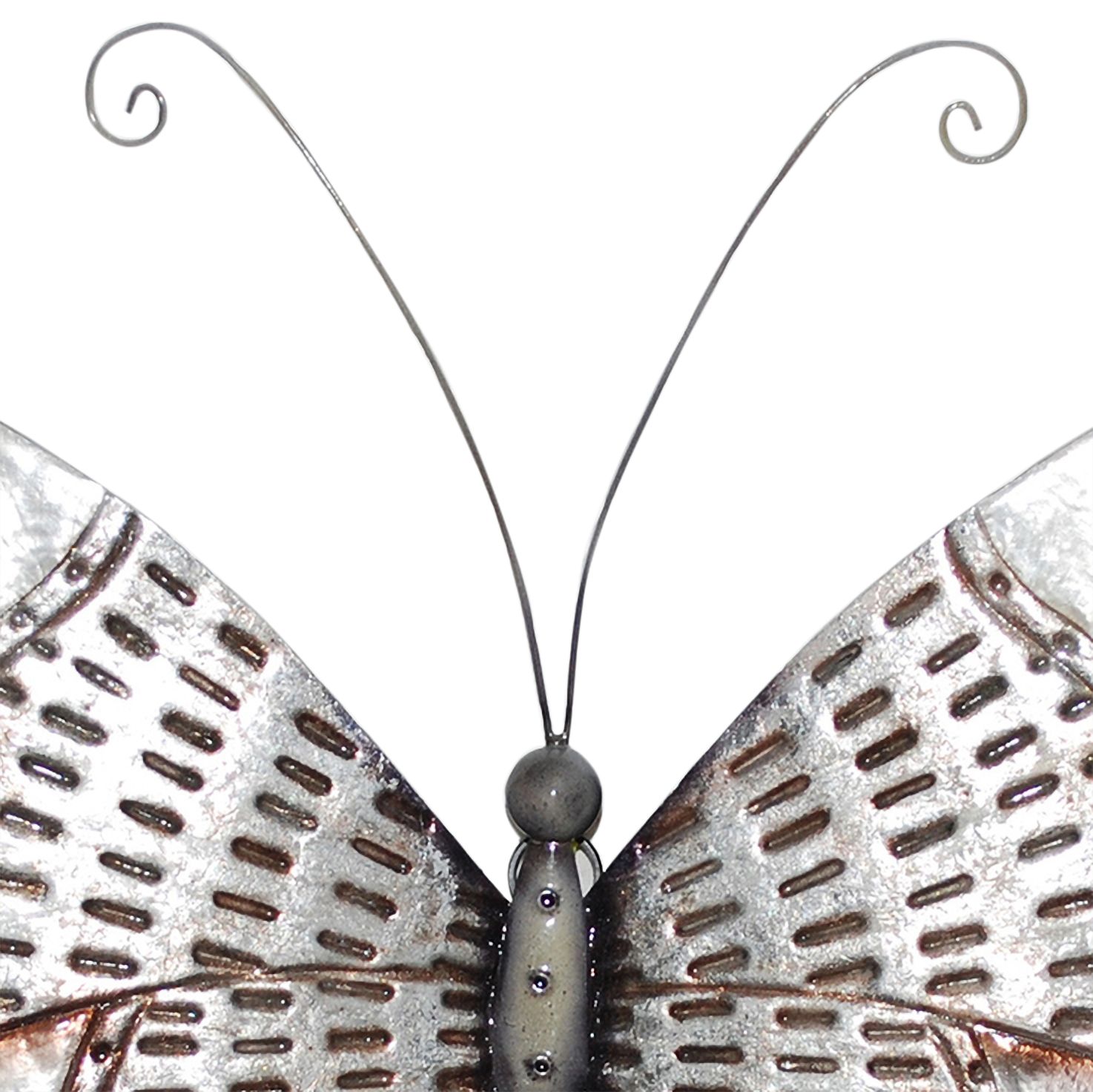 Image 3 Silver with Rust Dashes Butterfly 18" Wide Wall Decor more views