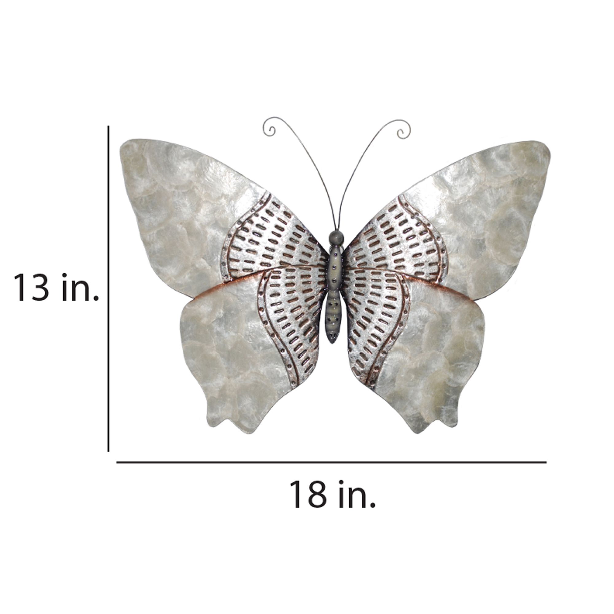 Image 5 Silver with Rust Dashes Butterfly 18" Wide Wall Decor more views
