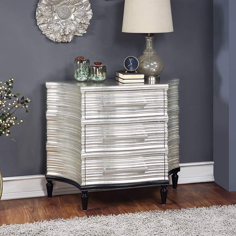 Image 1 Silver Wood 39 inch Wide Concave Side Accent Chest