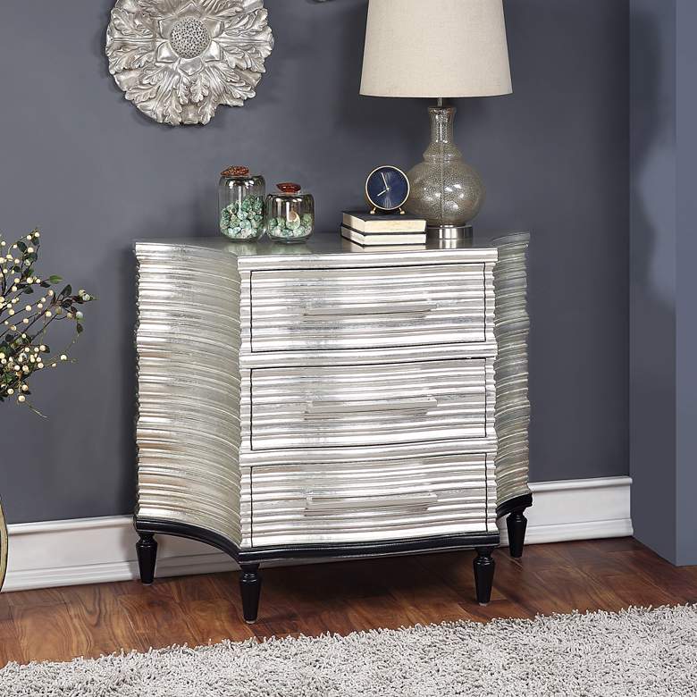 Image 1 Silver Wood 39" Wide Concave Side Accent Chest