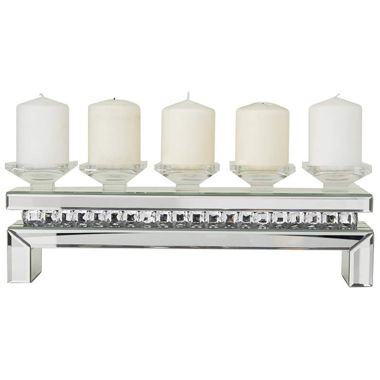 Image 1 Silver Wooden Glam Candelabra, 20" x 4" x 7"