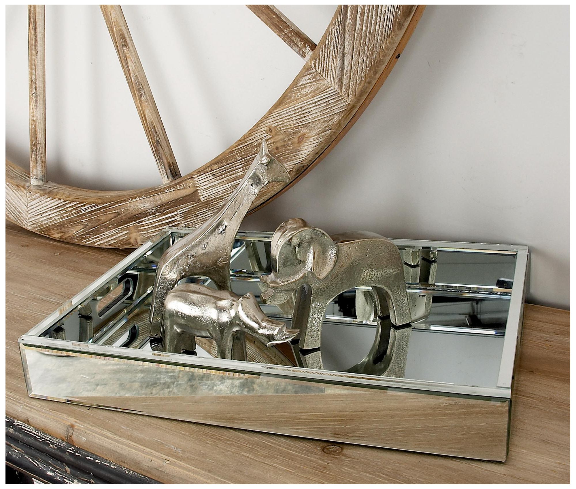 Image 3 Silver Wooden Glam Tray, 18" x 14" x 3" more views