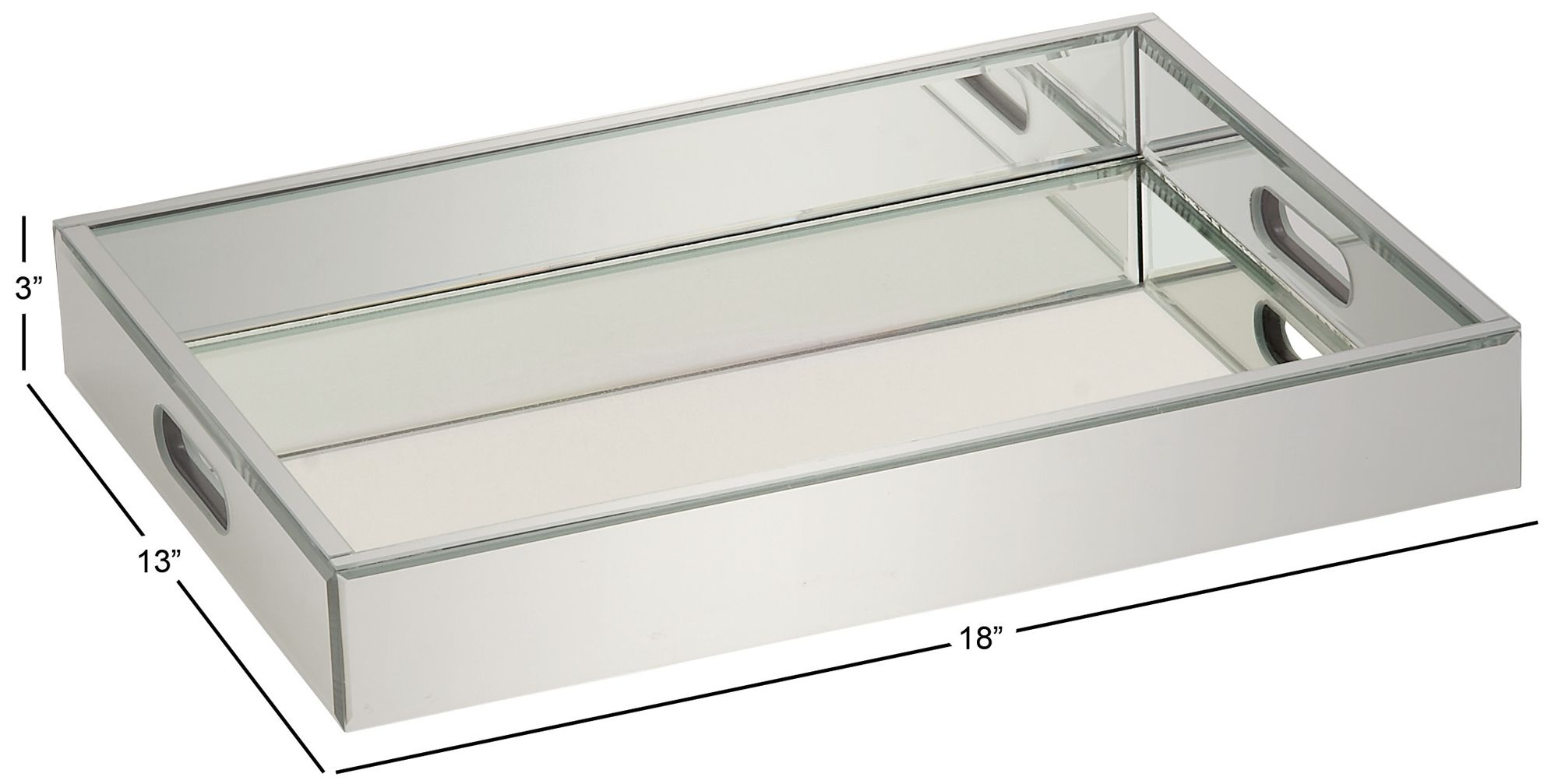 Image 6 Silver Wooden Glam Tray, 18" x 14" x 3" more views