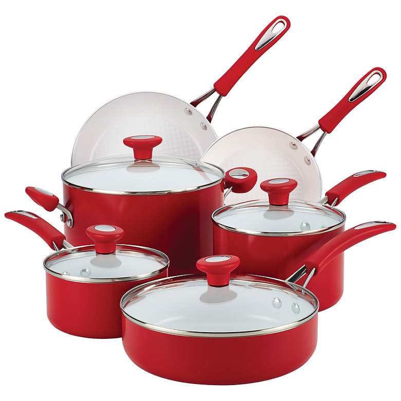 Image 1 SilverStone Chili Red Ceramic 12-Piece Cookware Set