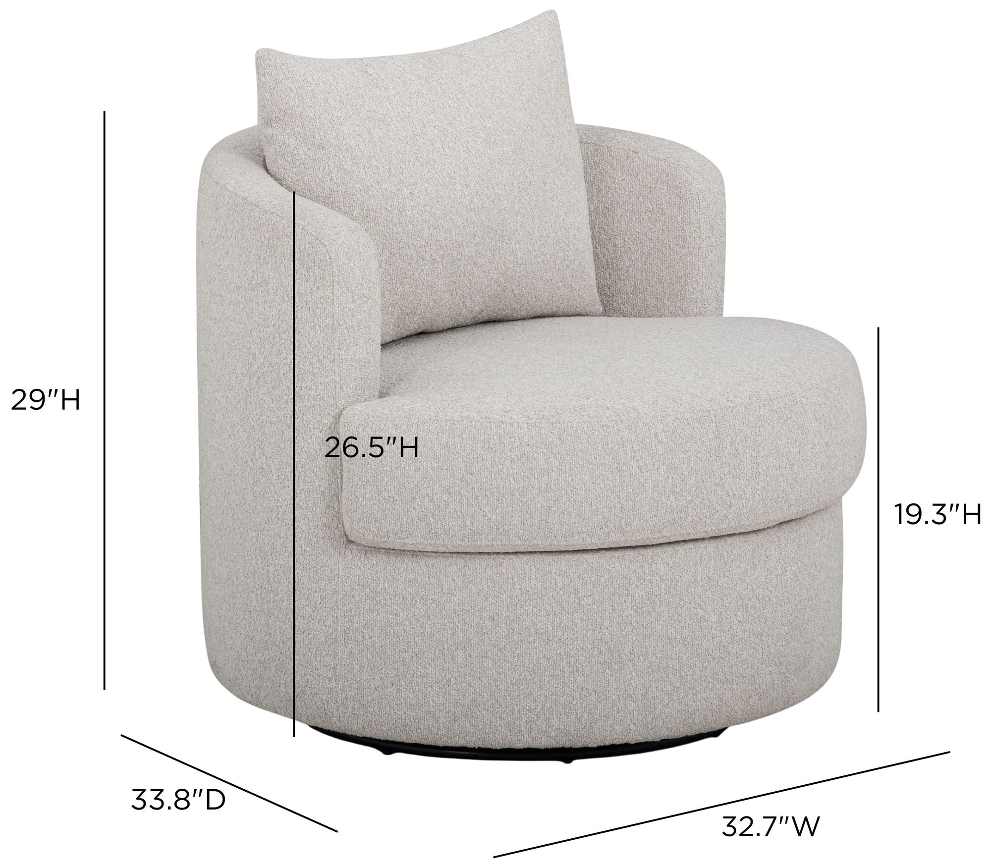 Image 7 Silvi Off-White Boucle Swivel Chair more views