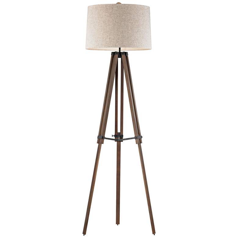 Image 1 Silvi Wooden Brace Tripod Floor Lamp