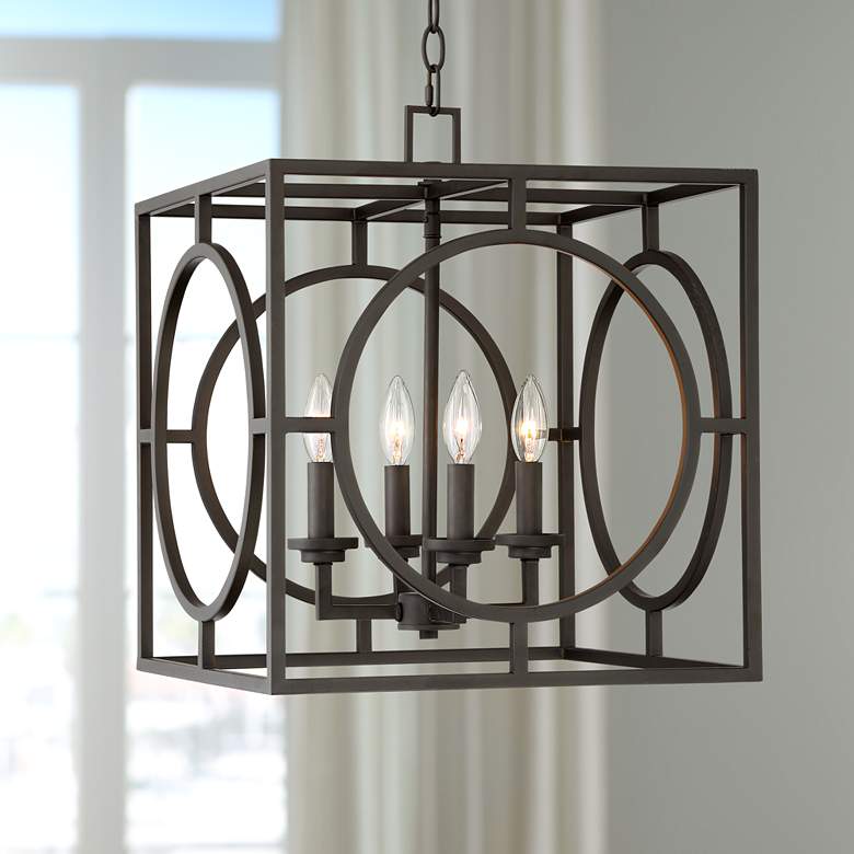Image 1 Silvia 16" Wide Bronze Entry Pendant Light